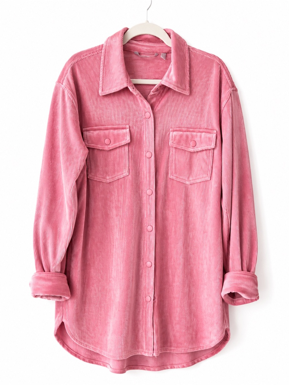 Isaac Mizrahi Pink Button-Down Corduroy Shirt